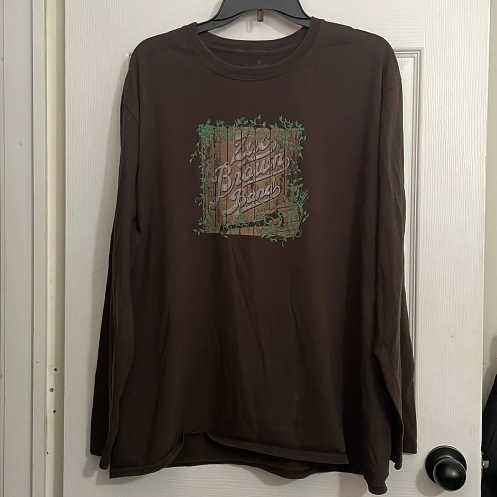 Men's brown long sleeve LUCY JUSTICE GOODS "Zac Brown Band" t-shirt. Size XL